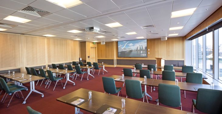 The Liffey meeting room laid out in a classroom format.