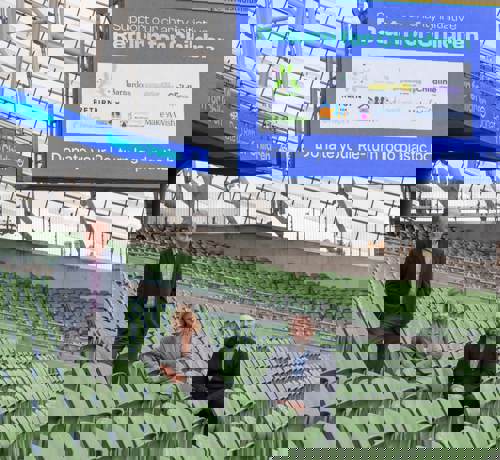  Ciaran Foley, CEO of Re-turn; Susan McQuaid O’Dwyer, representing Return for Children; and Aidan Byrne, Head of Sustainability, Aviva Stadium; launching ‘Return for Children’ initiative at Aviva Stadium, Dublin.